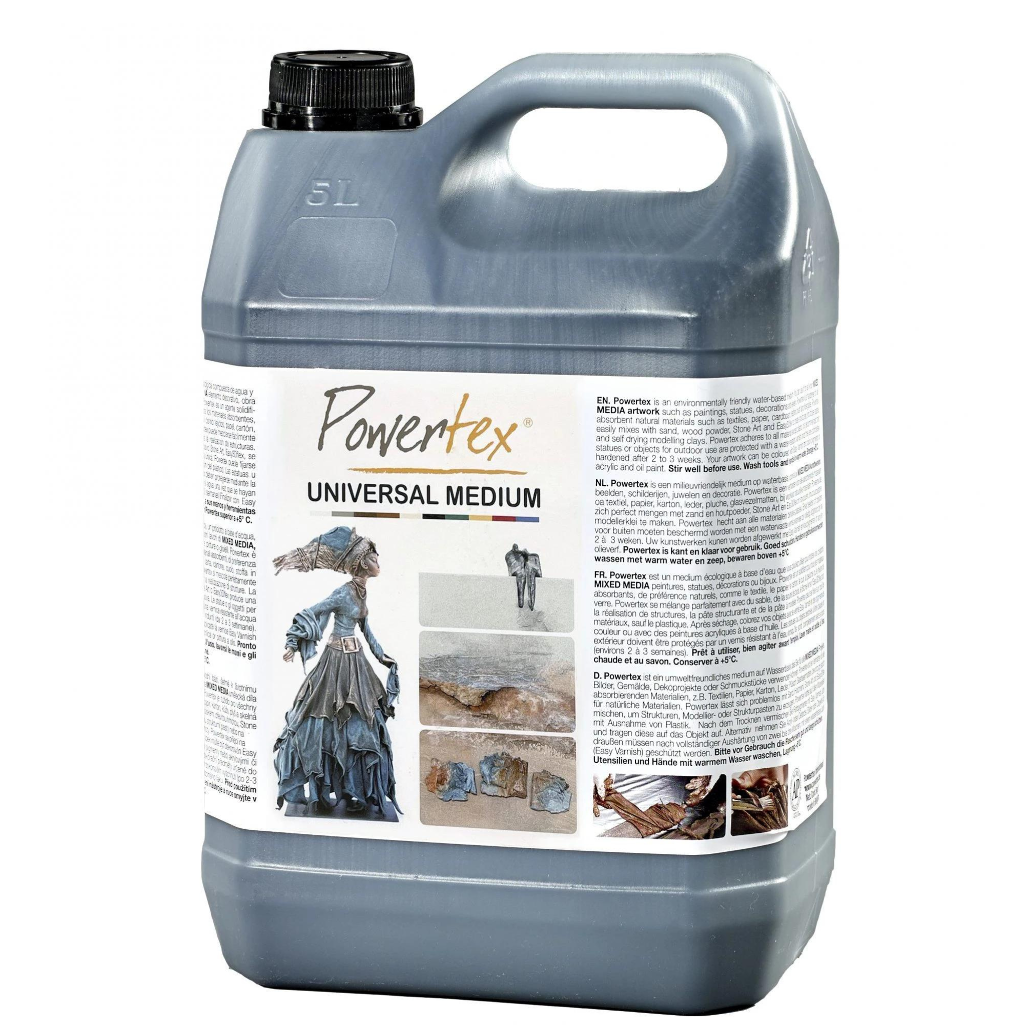 Pictured: 5000 gram bottle of Powertex Universal Medium in Black.