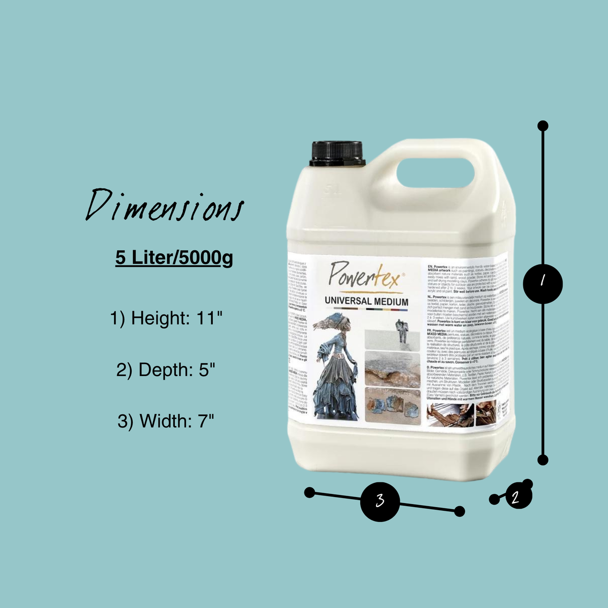Powertex Universal Medium Ivory 5 Liter Dimensions
