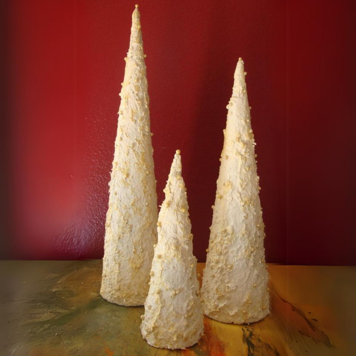 Christmas trees made with Powertex Ivory
