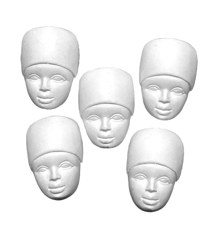 Pictured: 5 count of Powertex plaster flat back Lady heads.