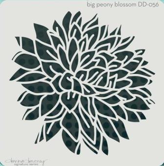 Powertexcreations - Peony - Donna Downey signature stencil for Mixed Media and scrapbooking