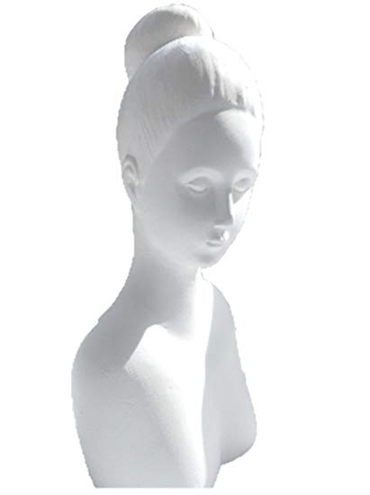 Carmen 4.3-inch white plaster female bust with elegant updo, side view — Powertex European Collection